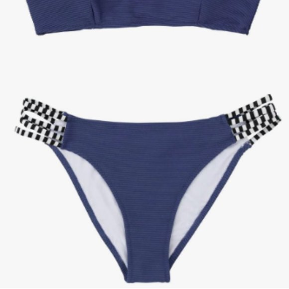 Cupshe Strappy Low-Rise Cheeky Bikini Bottom Navy Blue M - Picture 12 of 13